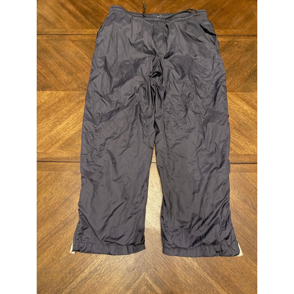 Vintage Nike Track Pants Mens XL Grey Nylon Jersey Lined Ankle Zip Warm Up Pants